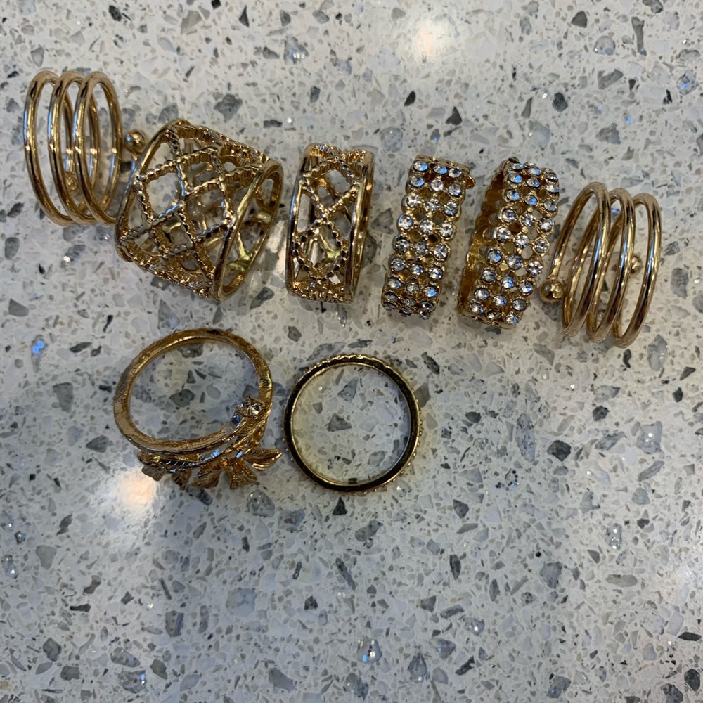 Women’s gold vintage retro ring set/ring bundle